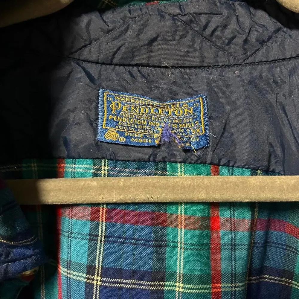 XL Vintage wool Pendleton plaid short sleeve button up shirt